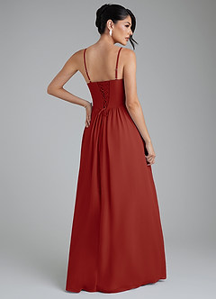 Azazie Alisha Bridesmaid Dresses Terracotta A-Line Corset Chiffon Dress image9