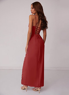 Barbie ♥ Azazie Bridesmaid Dresses Rust Sheath Corset Chiffon Dress image3
