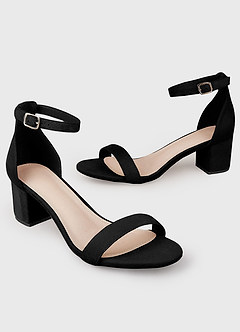 front Buckle Block One-Strap Heel Sandals