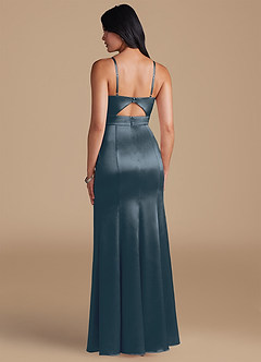 Azazie Shania Bridesmaid Dresses Twilight Sheath Pleated Metallic Satin Dress image2