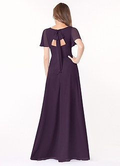 Azazie Kimber Bridesmaid Dresses Plum A-Line Flounce Sleeve Chiffon Dress image5