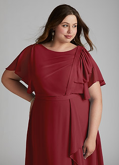 Azazie Aaliyah Modest Bridesmaid Dresses A-Line Scoop Pleated Chiffon Floor-Length Dress image11