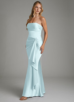 Azazie Janel Robes de demoiselle d'honneur Robe Sirène en Satin extensible Corset Bleu Nuage image6