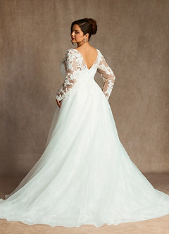 Azazie Nylah Final Sale Diamond White A-Line Sequins Tulle Dress image15