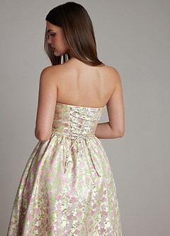 Azazie Jaliya Klänningar att prova hemma Klä av A-Linje i Blommig Jacquard Korsett Rodnande Blomma image4