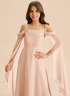 Azazie Moana Junior Linia A Pofałdowany Szyfon Długość podłogi Młodsza druhna Sukienka image7