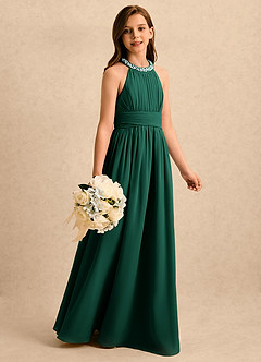 Azazie Aria Girls Formal Flower Girl Klänningar Klänning A-Line i Chiffong Plisserad image3