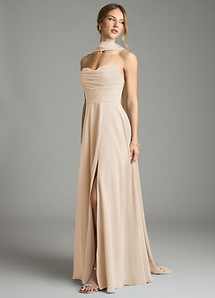 Azazie Ayla Abiti da Damigella Abito A-Line in Chiffon Scollo a Cuore Alabastro Bianco image8