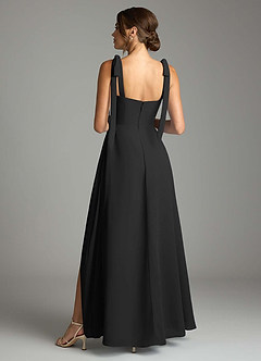 Azazie Debra Bridesmaid Dresses Black A-Line with Pockets Chiffon Convertible Dress image10