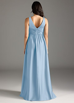 Azazie Yetta Maternity Bridesmaid Dresses A-Line Pleated Stretch Satin Floor-Length Dress image7