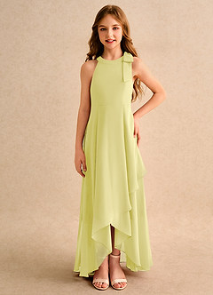 Azazie Boop Girls Formal Abiti da Ragazza di Fiori Abito A-Line in Chiffon Fiocco Sorbetto Al Limone image3