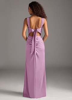 Azazie Jesaphine Bridesmaid Dresses Wisteria Sheath Bow Stretch Satin Dress image5