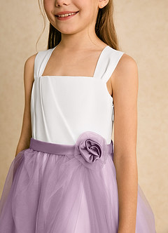 Azazie Bonny Flower Girl Dresses Ivory Wisteria Ball-Gown Pleated Tulle Dress image8