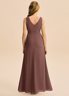 Azazie Floris Junior Robe Trapèze en Mousseline de soie Plissée Expresso image3