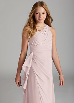 Azazie Maive Junior Blushing Pink A-Line Pleated Chiffon Dress image1