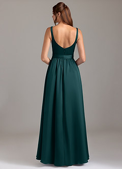 Azazie Elliott Bridesmaid Dresses Pine A-Line with Pockets Stretch Satin Dress image6