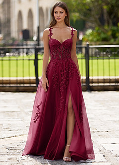 Dreamscape Burgundy A-line Prom Dress image4