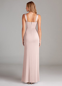 Azazie Denice Bridesmaid Dresses Blushing Pink A-Line Pleated Stretch Satin Dress image2