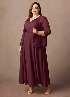Azazie Devana Mother of the Bride Dresses Cabernet A-Line Sequins Chiffon Dress image4