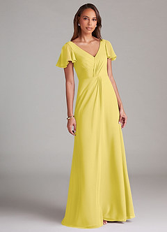 Azazie Soren Bridesmaid Dresses Canary A-Line Ruched Chiffon Dress image1