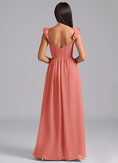 Azazie Denisse Robes de demoiselle d'honneur Robe Trapèze en Mousseline de soie Rayé Rose Saumon image2