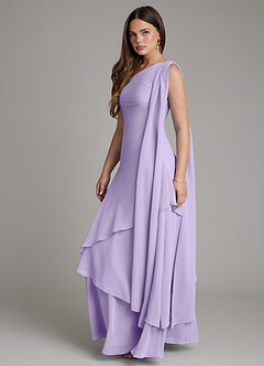 Azazie Monique Bridesmaid Dresses Lilac A-Line One Shoulder Chiffon Dress image3