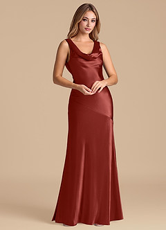 Azazie Rylina 신부 들러리 드레스 인어 메탈릭 새틴 바닥 길이 드레스 image4