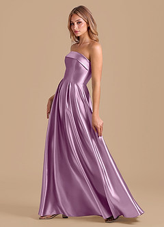 Azazie Lucienne Vestidos de damas de honor Vestido de Glicinia de Satén Metálico de Corte en A con Plisado image6