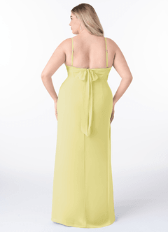 Azazie Mai Bridesmaid Dresses Lemon Sorbet Sheath Pleated Chiffon Dress image8
