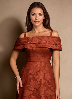 Azazie New Britain Moeder van de bruid jurken A-Lijn Jurk van Bloemen Burn-out Geplooid Kastanjebruin image6