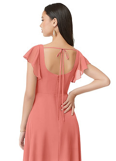 Azazie Bondi Robes de demoiselle d'honneur Robe Trapèze en Mousseline de soie Rayé Rose Saumon image2