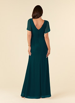 Azazie Marianne Mother of the Bride Dresses Pine Sheath V-Neck Pleated Chiffon Dress image2