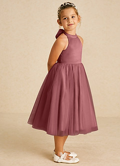 Azazie Dora Flower Girl Dresses Amethyst A-Line Bow Tulle Dress image3