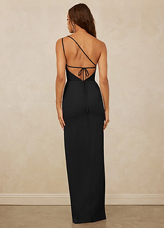 Christian Siriano Bridal for Azazie 1003 Bridesmaid Dresses Black Sheath One Shoulder Chiffon Dress image2
