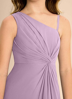 Azazie Brooke Junior Robe Trapèze en Mousseline de soie Fente Latérale Glycine image7