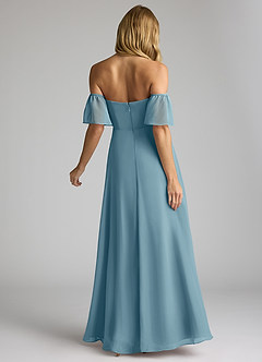 Azazie Sue Bridesmaid Dresses Moody Blue A-Line Off the Shoulder Chiffon Convertible Dress image3