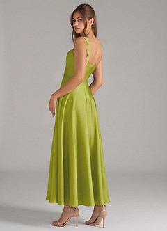 Azazie Shaude Bridesmaid Dresses Lemongrass A-Line Pleated Stretch Satin Dress image7
