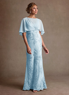 Azazie Amrita Mother of the Bride Dresses Sky Blue Mermaid Lace Chiffon Dress image4
