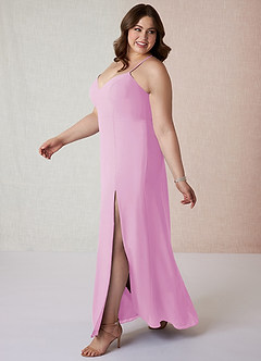 Azazie Manila Bridesmaid Dresses Candy Pink Sheath V-Neck Chiffon Dress image9