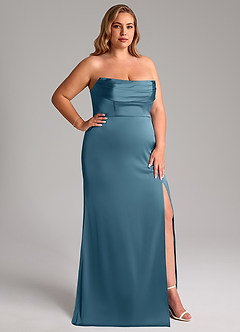 Azazie Saige Bridesmaid Dresses Bermuda Sheath Off the Shoulder Stretch Satin Dress image17