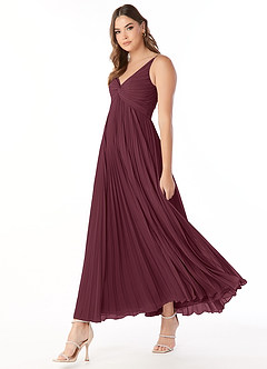 Azazie Raychelle Brautjungfernkleider A-Linie V-Hals Chiffon Kleid Cabernetrot image3