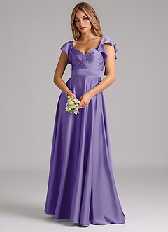 Azazie Leilani Bridesmaid Dresses Tahiti A-Line Ruched Stretch Satin Dress image7
