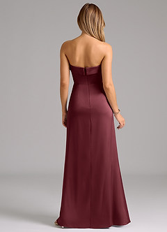 Azazie Aretha Brautjungfernkleider Wandelbar A-Linie Schulterfrei Stretch-Satin Kleid Merlot image7