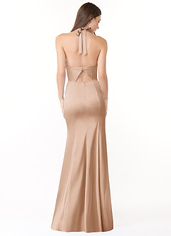 Azazie Emeria Bridesmaid Dresses English Rose Mermaid Pleated Stretch Satin Dress image4