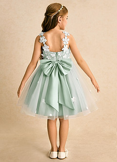 Azazie Junebug Robe Demoiselle D'honneur Fillette Robe Princesse en Tulle Dentelle Ivoire Agave image1