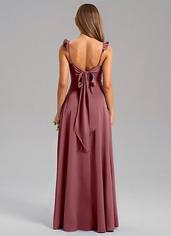 Azazie Everett Bridesmaid Dresses Desert Rose A-Line Stretch Satin Dress image2