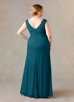Azazie Edelin Abiti per la Madre della Sposa Abito A-Line in Maglia Scollo a Cuore Plissettato Blu Inchiostro image9