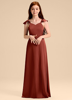 Azazie Everett Junior Klä av A-Line i Stretch Satin Rosett image4