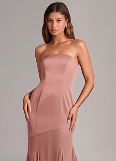 Azazie Uma Bridesmaid Dresses Rosette Mermaid Strapless Chiffon Convertible Dress image2