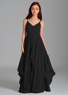 Azazie Karan Junior Abito A-Line in Chiffon Nero image4